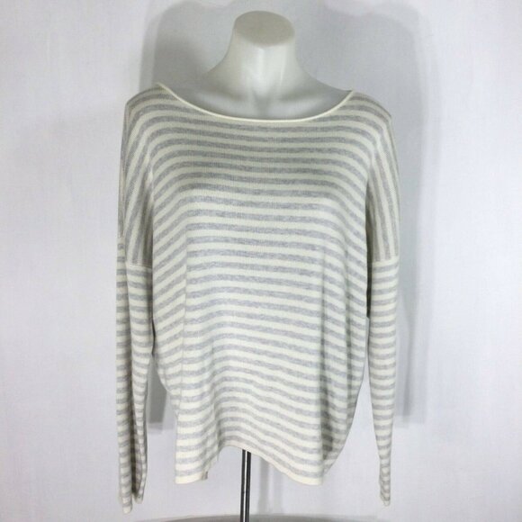Eileen Fisher Striped Organic Cotton Linen Bateau Neck Sweater NWT - Picture 9 of 12